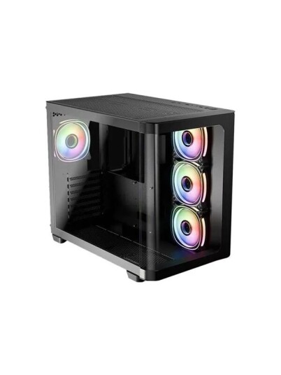 LC Power Pro-Storm Dark Midi Tower Kabinett med Herdet Glass Svart