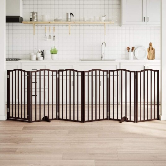 Vidaxl Hundeport Sammenleggbar 6 Paneler Brun Eik 300 cm Poppeltre