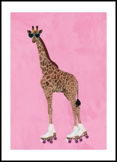 Cool Giraffe Roller Skates Plakat / 100x150