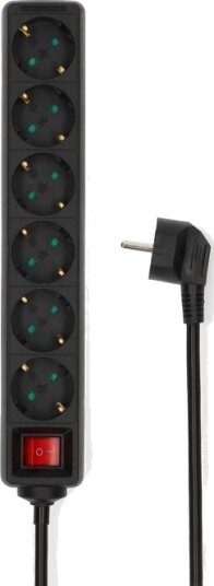 Nedis 6 veis skjøtekontakt 5m sort ESOC650F2BK Nedis 6 veis skjøtekontakt 5m sort ESOC650F2BK
