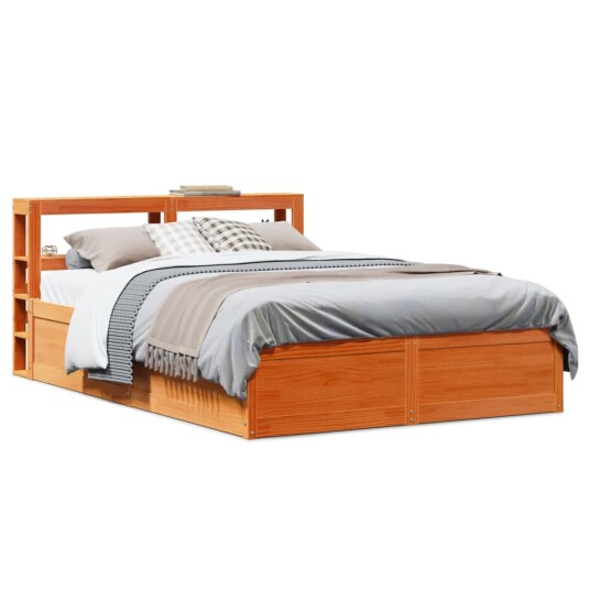  Sengeramme med hodegavl voksbrun 140x190 cm heltre furu 3306356