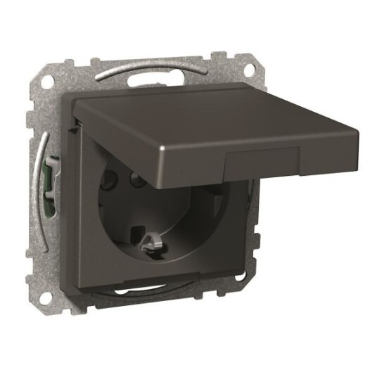 Schneider Electric WDE003177 Stikkontakt 1-veis, jordet, lokk Antrasitt