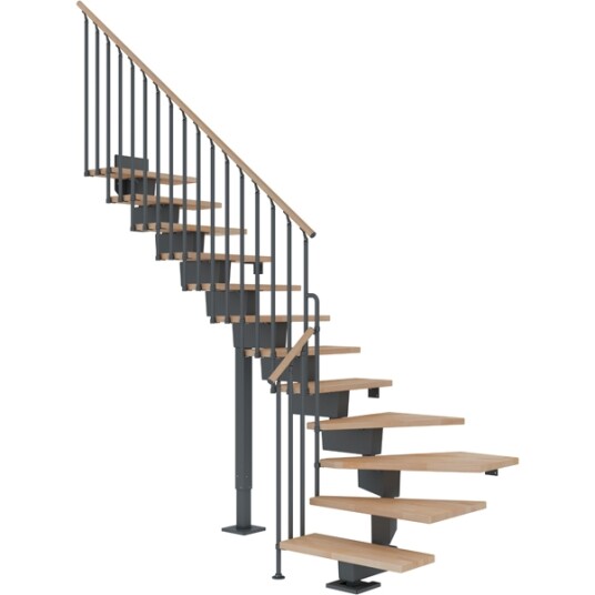 Dolle Dubai L trapp I Antracit classic Iii oljeret Bøk 90 13   Loddret Høyde 238 294cm