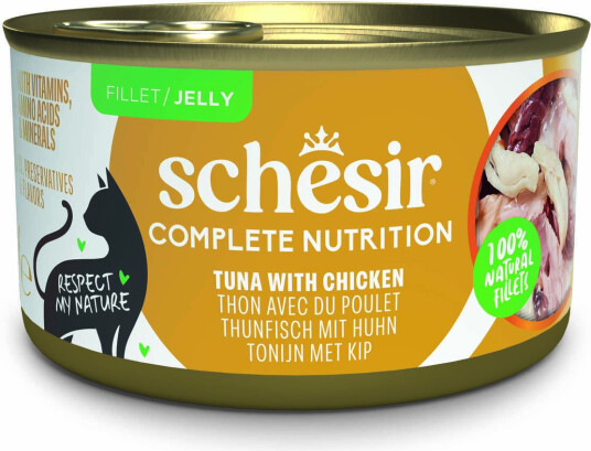 Schesir Våtfôr Complete Nutrition Filet I Gelé Tunfisk Med Kylling 24 X 85 G
