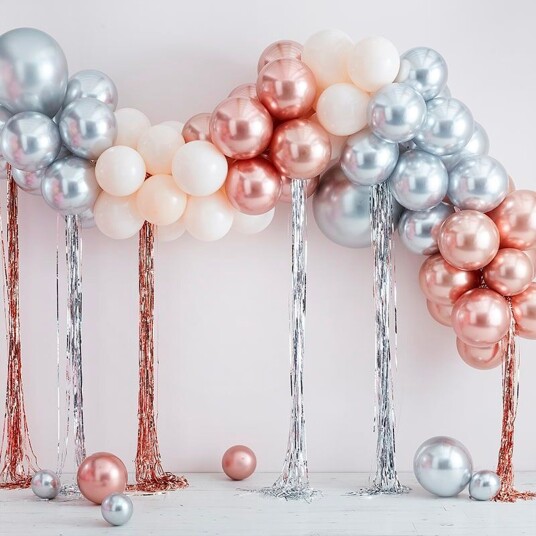 Ginger Ray Ballongbue Metallic Sett med Streamers