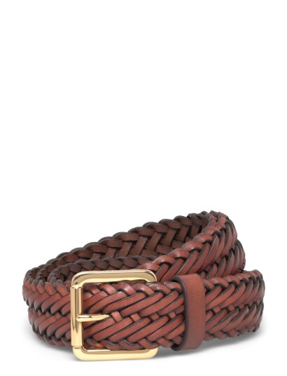 Lauren Ralph Lauren Braided Vachetta Leather Belt Brown S Lauren Ralph Lauren Braided Vachetta Leather Belt Brown S
