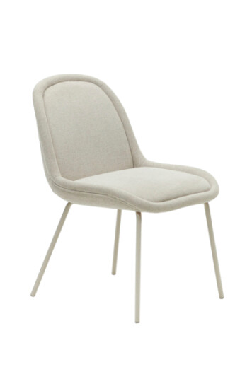 Kave Home Aimin-stol i sennepsfleece og stålben mattbeige lakkert finish 1863505-03-0