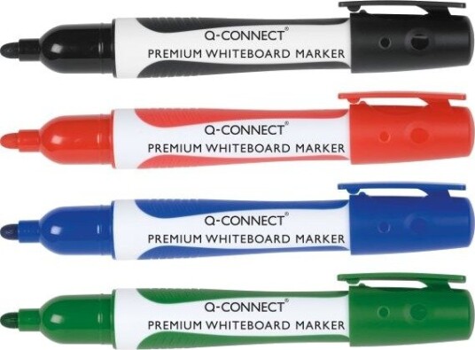 Q-Connect Premium Whiteboardtusj, Gummigrep, Rund, 2-3 Mm (Strek), Svart / Kf26109