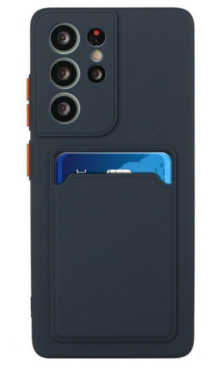 INCOVER Samsung Galaxy S23 Ultra Fleksibelt Plastdeksel med Kortholder - Blå