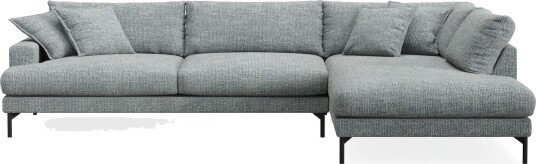 Menard Premium 5 seters høyrevendt L formet dyp sjeselongsofa i chenille Grå/Blå
