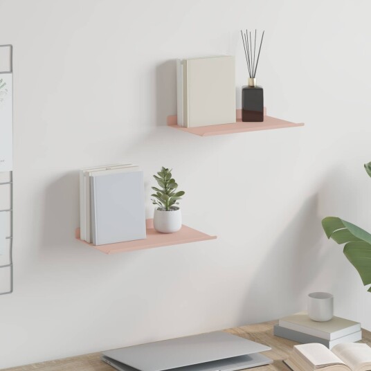 vidaXL Flytende hylle Veggmontert 2 pcs Rosa 30 x 18 x 2,5 cm Stål