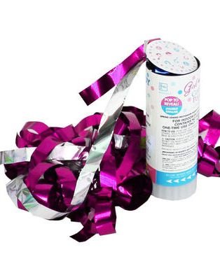 Gender Reveal Mini Konfettikanon Jente Rosa 11cm