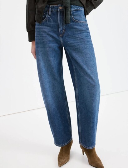 Mango High Waisted Barrel Jeans Blue 40
