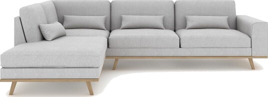 Copenhagen 4 seters Venstrevendt L formet Sjeselongsofa i Stoff Grå
