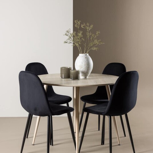Venture Home Spisegruppe Venture Home Plaza Ø100 med 4 stk Polar Stoler Fløyel GR24479