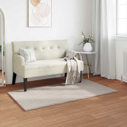 Kunstpels Kanin Teppe Olite Beige 80 x 150 cm Polyester