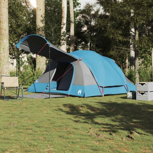 Tunneltelt for camping 8 personer blå vanntett