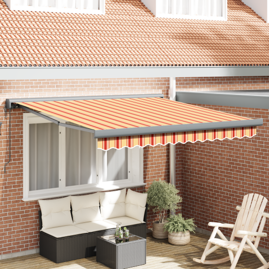 vidaXL Automatisk Uttrekkbar Markise Gul og Oransje 350x250 cm