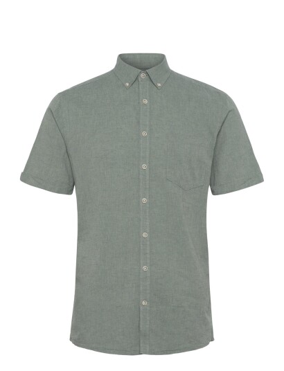 Lindbergh Cotton/Linen Shirt S/Scotton/Linen Shirt S/S   Green   XXXL