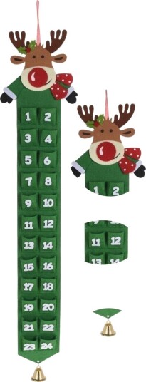 Julepynt Home Styling Collection Filt Adventskalender Grønn Reinsyr