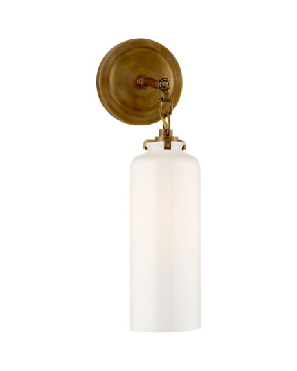 Visual Comfort Katie Small Cylinder Sconce Antique Brass/White Glass Visual Comfort Katie Small Cylinder Sconce Antique Brass/White Glass