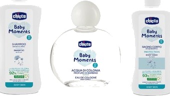 chicco Baby Moments Sett 1 Body Bath 200 ml, Sjampo 200 ml, Eau de Cologne 100 m