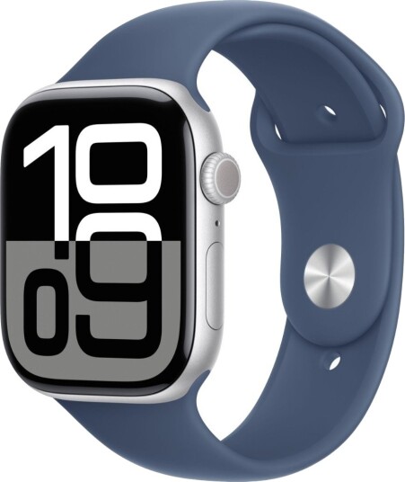 Apple Watch S10 46mm GPS sølv/denim Sport Band M/L