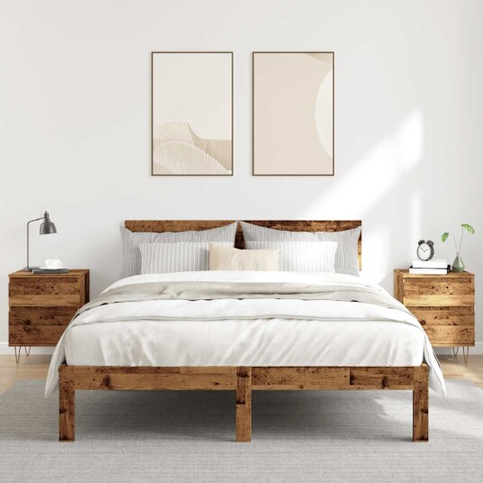 Nattbord 2 stk gammelt tre 40x35x50 cm konstruert tre 8721158557339