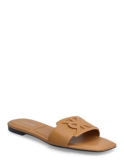 Calvin Klein Square Flat Sandal Emblem Beige 37