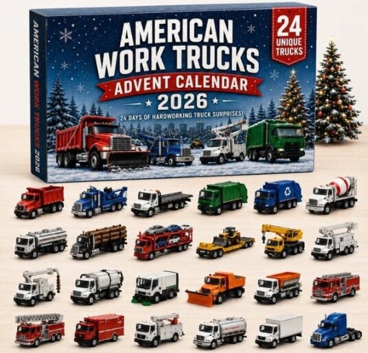 2026 Transportkjøretøy Julekalender 24 dagers Akryl Hengende Nedtelling Dekorasjoner Morsomt Kjøretøy Tema Jul **Amerikansk Arbeidsbil