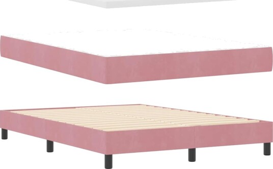  Box Spring Seng med Madrass Rosa 140x200 cm Fløyel