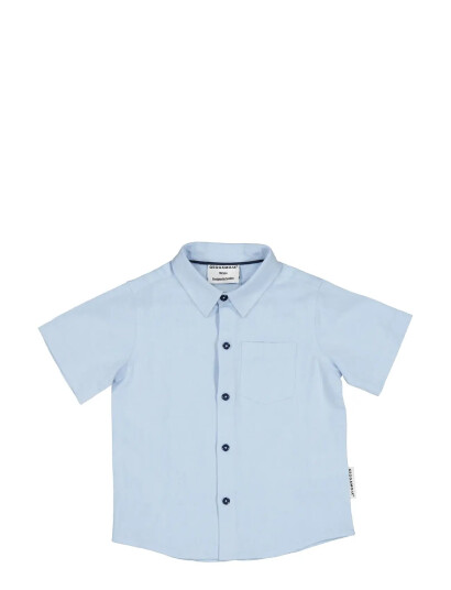 Geggamoja Linen Shirt S.s Blue   Blue   74/80
