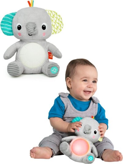 Bright Starts Hug-a-bye Baby musikalsk elefant-kosebamse til baby med lys og lyd Bright Starts Hug-a-bye Baby musikalsk elefant-kosebamse til baby med lys og lyd