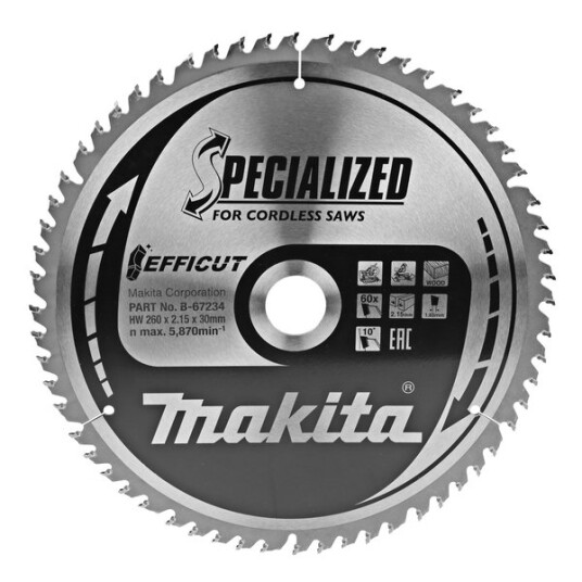 Makita B-67284, 26 Cm, 3 Cm, 2,15 Mm, 5870 Rpm, 1 Stykker