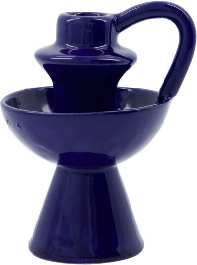 House Doctor Diva lysestake 14 cm Blå Steintøy House Doctor Diva lysestake 14 cm Blå Steintøy