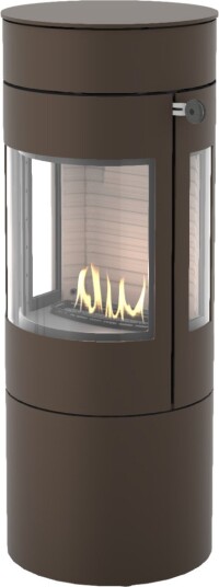 Viva L 120 mocca frittstående biopeis med sideglass og ståldør Viva L 120 mocca frittstående biopeis med sideglass og ståldør
