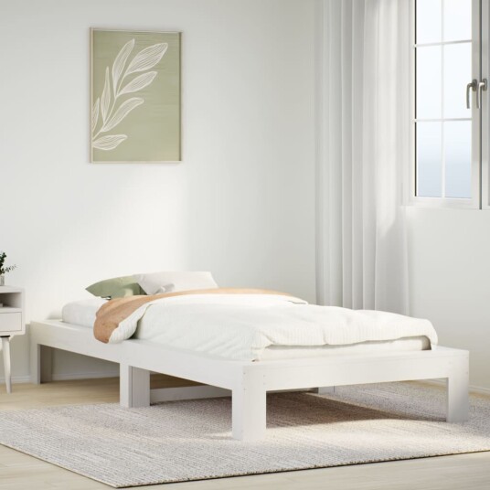  Sengeramme uten madrass hvit 75x190 cm heltre furu 8721158369680