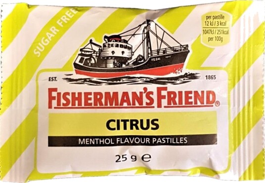 Sukkerfri Fisherman"s Friend med Smak av Citrus 25 g