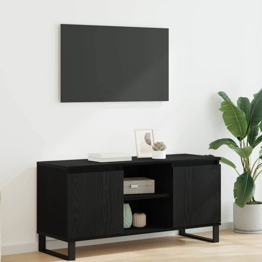 TV skap Svart Eik 104 x 35 x 50 cm Konstruert tre TV skap Svart Eik 104 x 35 x 50 cm Konstruert tre
