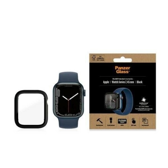 PanzerGlass Full Body Skjermbeskytter for Apple Watch 7/8 (45 mm) Svart PanzerGlass Full Body Skjermbeskytter for Apple Watch 7/8 (45 mm) Svart
