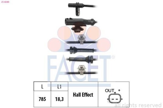 Sensor, ABS FACET 21.0240 Sensor, ABS FACET 21.0240