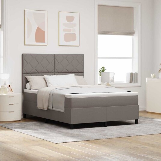  Box Spring Seng med Madrass Taupe 140x190 cm Stoff