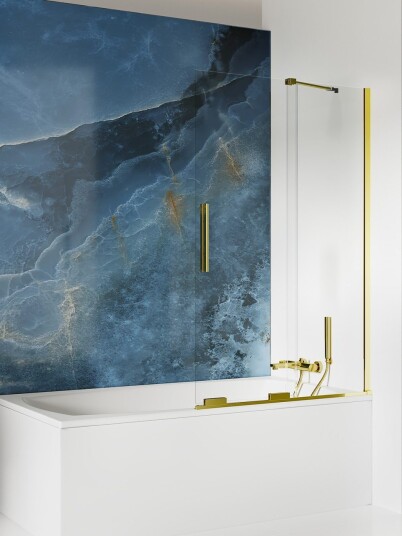 SMART Badekarvegg med skyvedør i lys gull 150x150