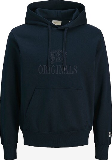 Jack & Jones Plus Hettegenser Jorfrederiksberg Monogram Sweat Hoo Blå