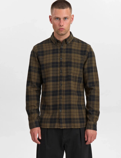 Anerkjendt Akleif Twill Check Shirt - Khaki green - XXL Anerkjendt Akleif Twill Check Shirt - Khaki green - XXL