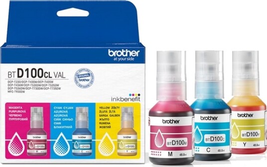 Brother Btd100cl Value Pack - 3 Pakker - Høy Kapasitet - Gul, Cyan, Magenta - Original - Hengende Eske - Blekkpåfylling - For Brother Dcp-T530dw, Dcp-T730dw, Mfc-T930dw