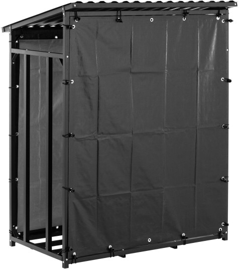 hillvert Vedstativ - med presenning og tak - 600 kg - 137 x 90 x 171 cm svart 10090655