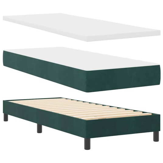 Boxspring Seng med Madrass Mørkegrønn 80x200 cm Fløyel