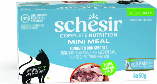 Schesir Våtfôr Complete Nutrition Filet I Gelé Tunfisk Med Havabbor 24 X 50 G