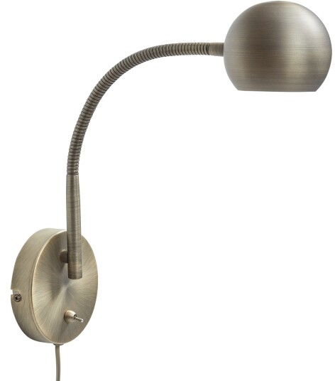Fladen Vegglampe Med Bryter  Oksidert Messing